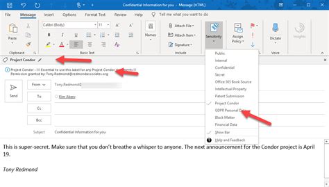 To remove a sensitivity label that has already been applied to an email, select Edit Sensitivity and then select Remove. . Your organization requires justification to change this label outlook